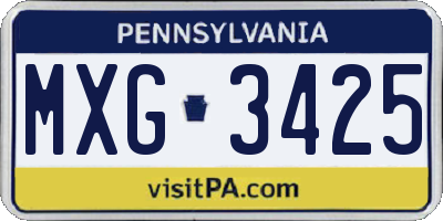 PA license plate MXG3425
