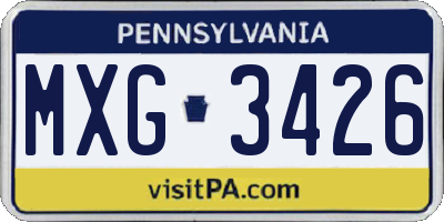 PA license plate MXG3426