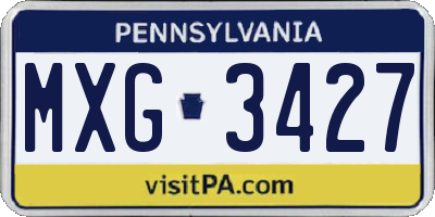 PA license plate MXG3427