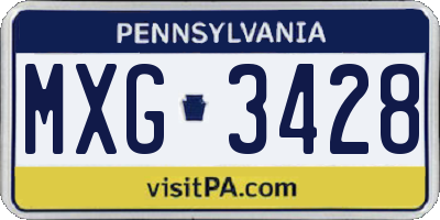 PA license plate MXG3428