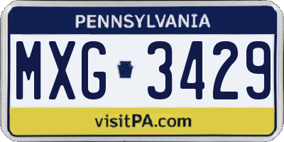 PA license plate MXG3429