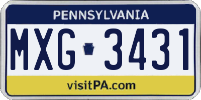 PA license plate MXG3431