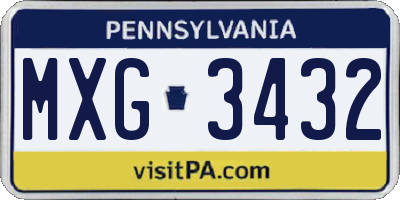 PA license plate MXG3432