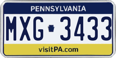 PA license plate MXG3433