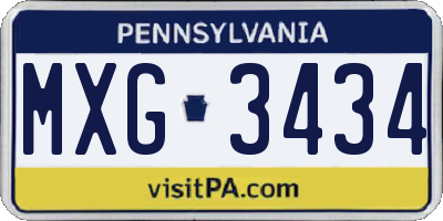 PA license plate MXG3434