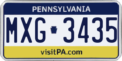 PA license plate MXG3435