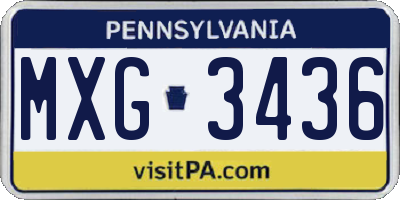 PA license plate MXG3436