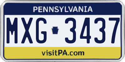 PA license plate MXG3437