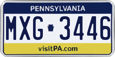 PA license plate MXG3446