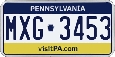PA license plate MXG3453