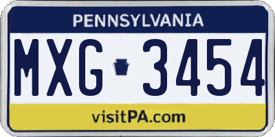 PA license plate MXG3454