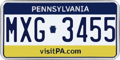 PA license plate MXG3455