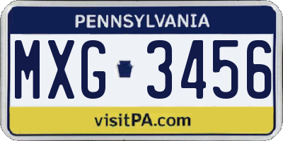 PA license plate MXG3456
