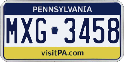 PA license plate MXG3458