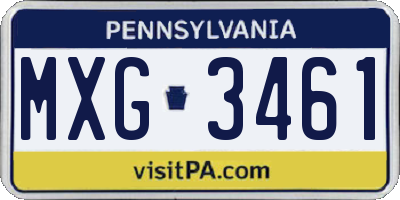 PA license plate MXG3461