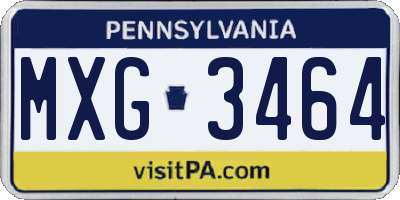 PA license plate MXG3464