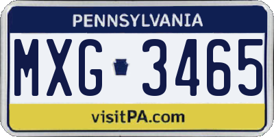 PA license plate MXG3465