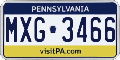 PA license plate MXG3466