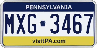 PA license plate MXG3467