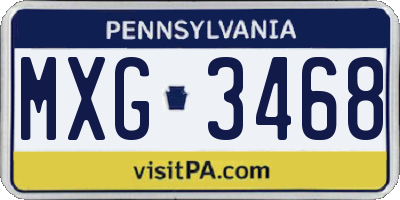 PA license plate MXG3468