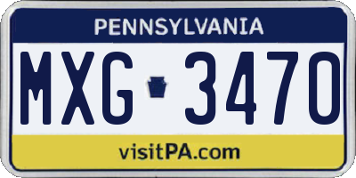 PA license plate MXG3470