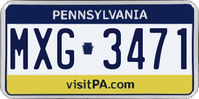 PA license plate MXG3471