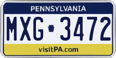 PA license plate MXG3472