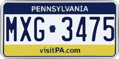 PA license plate MXG3475