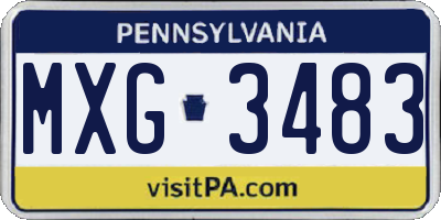PA license plate MXG3483