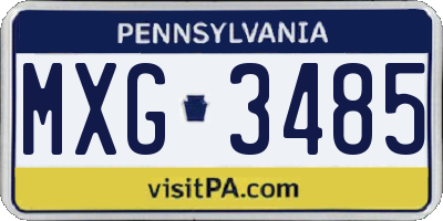 PA license plate MXG3485