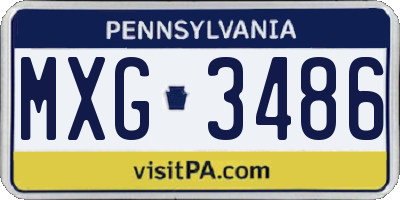 PA license plate MXG3486