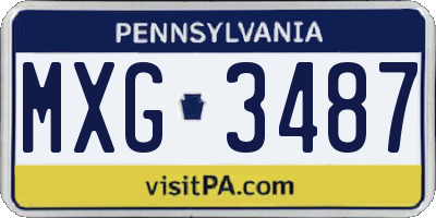 PA license plate MXG3487