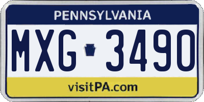 PA license plate MXG3490