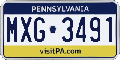 PA license plate MXG3491