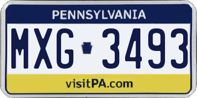 PA license plate MXG3493