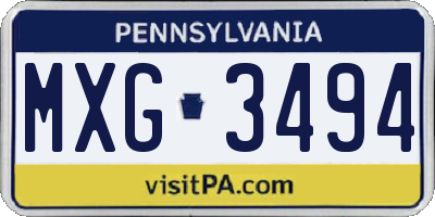 PA license plate MXG3494