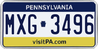 PA license plate MXG3496