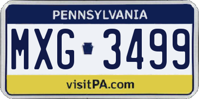 PA license plate MXG3499