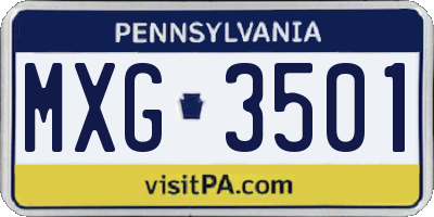 PA license plate MXG3501