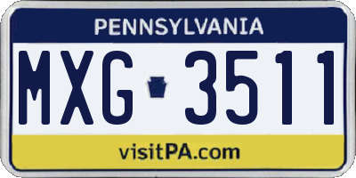 PA license plate MXG3511