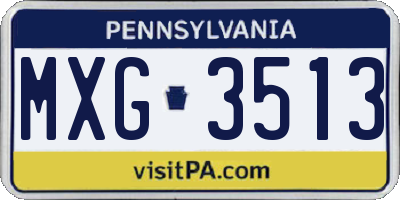 PA license plate MXG3513