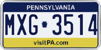 PA license plate MXG3514