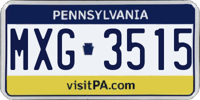 PA license plate MXG3515