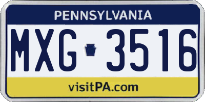 PA license plate MXG3516