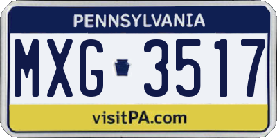 PA license plate MXG3517