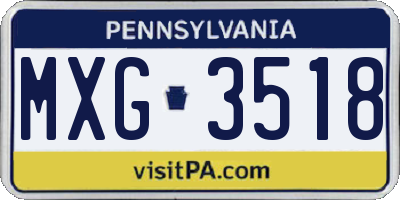 PA license plate MXG3518