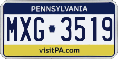 PA license plate MXG3519