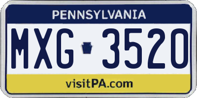 PA license plate MXG3520