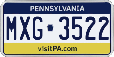 PA license plate MXG3522