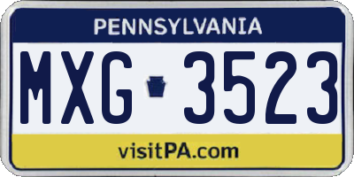 PA license plate MXG3523